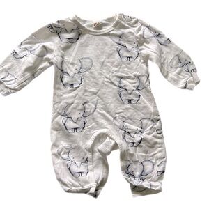 Elephant White One Piece Bodysuit, Size 6-12 Months (70)